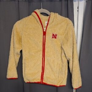 Garb Team Kids Nebraska Furry Jacket Red Trim Zips‎ Pockets Sz 7/8 EUC